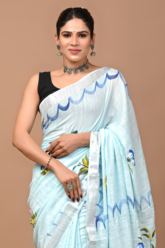 blue-handblock-print-cotton-linen-saree-zb132611_2_SareeButa.com