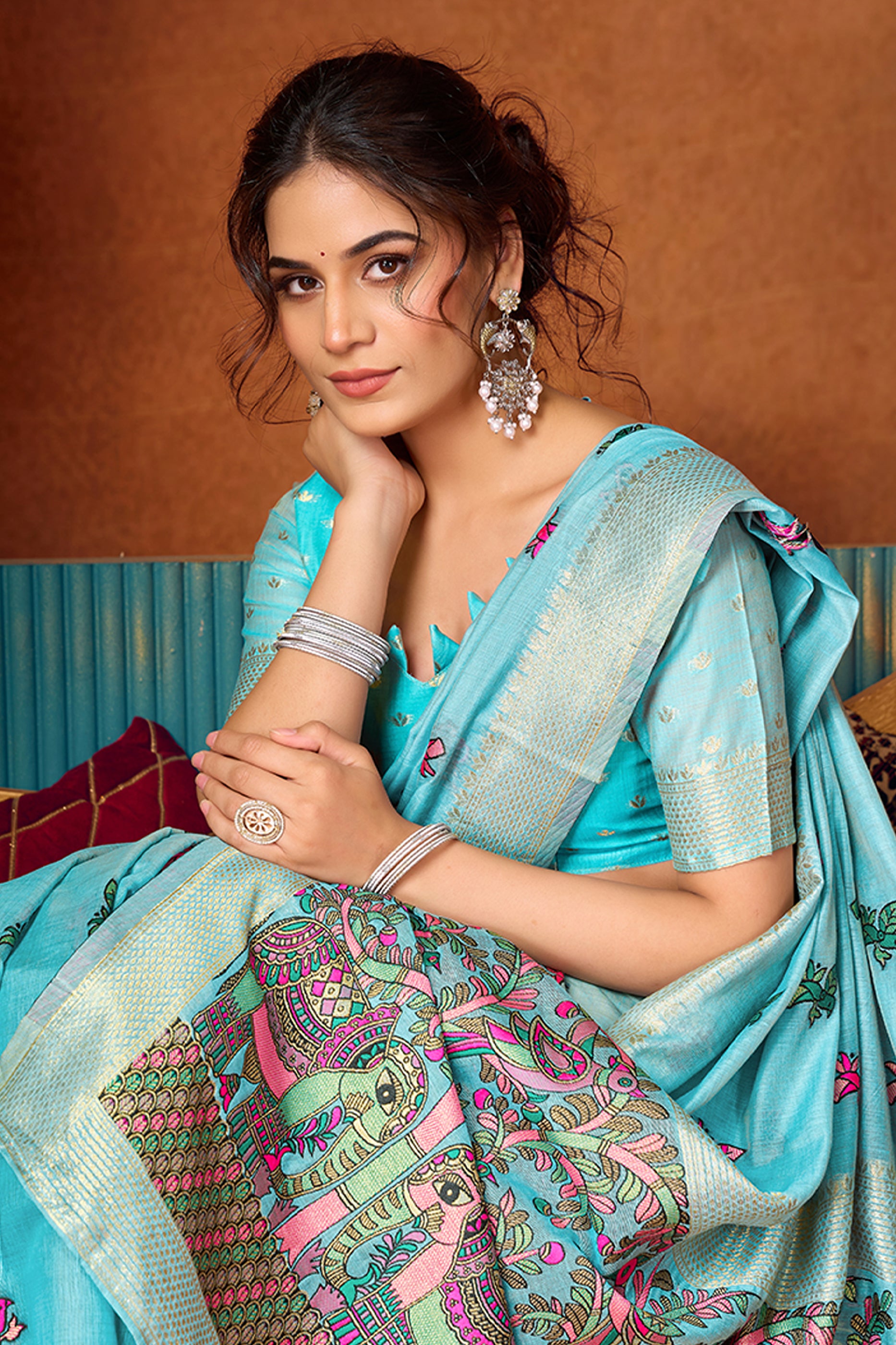 Blue Katha Work Khadi Cotton Saree-SAR12694_2_SareeButa.com