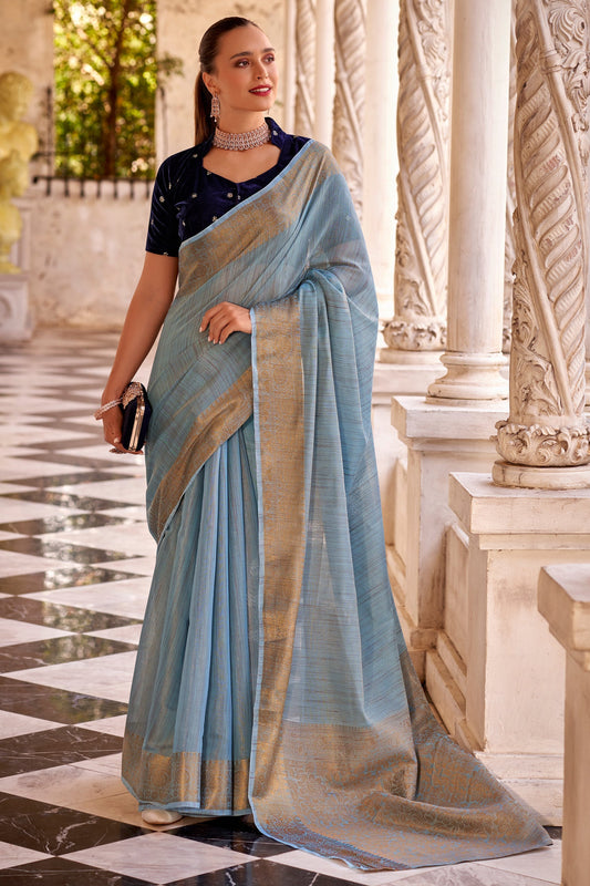 blue-linen-silk-saree-zb132164_1_SareeButa.com