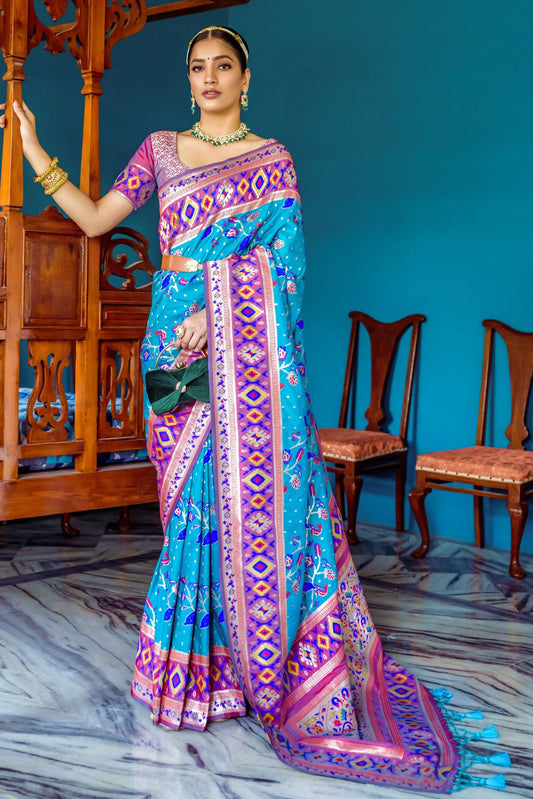 Blue Meenakari Paithani Silk Saree-ZB131565_1