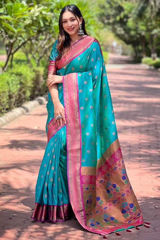 Blue Paithani Saree-ZB133097_1_SareeButa.com