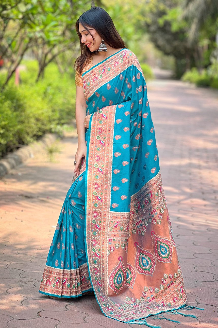 Blue Paithani Saree-ZB133109_3_SareeButa.com