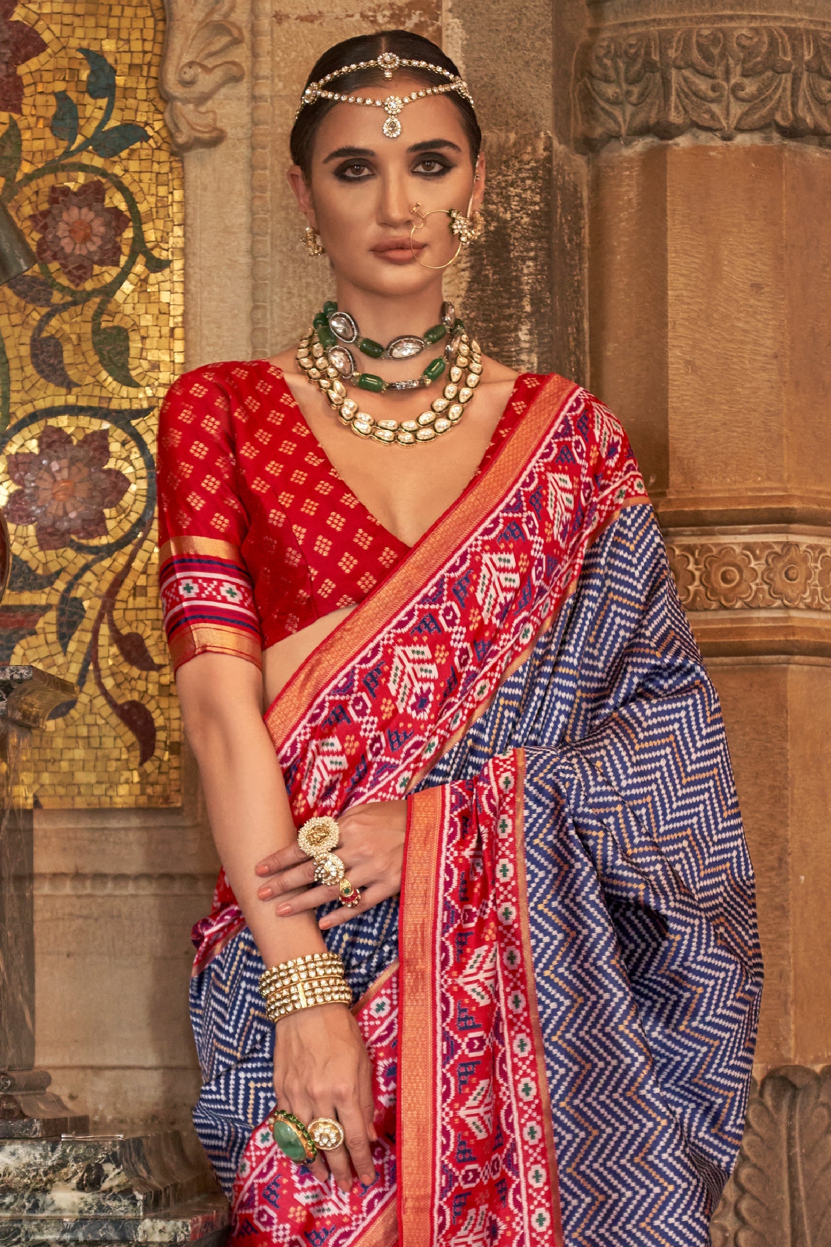 Blue Printed Viscose Silk Saree-ZB133498_3_SareeButa.com