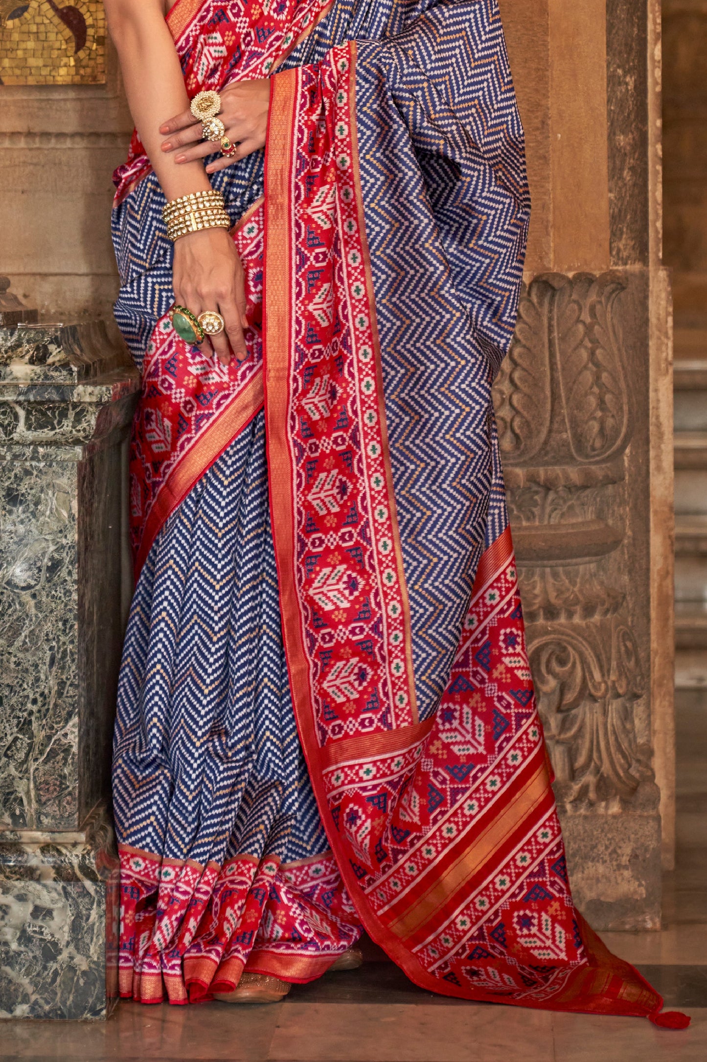 Blue Printed Viscose Silk Saree-ZB133498_4_SareeButa.com