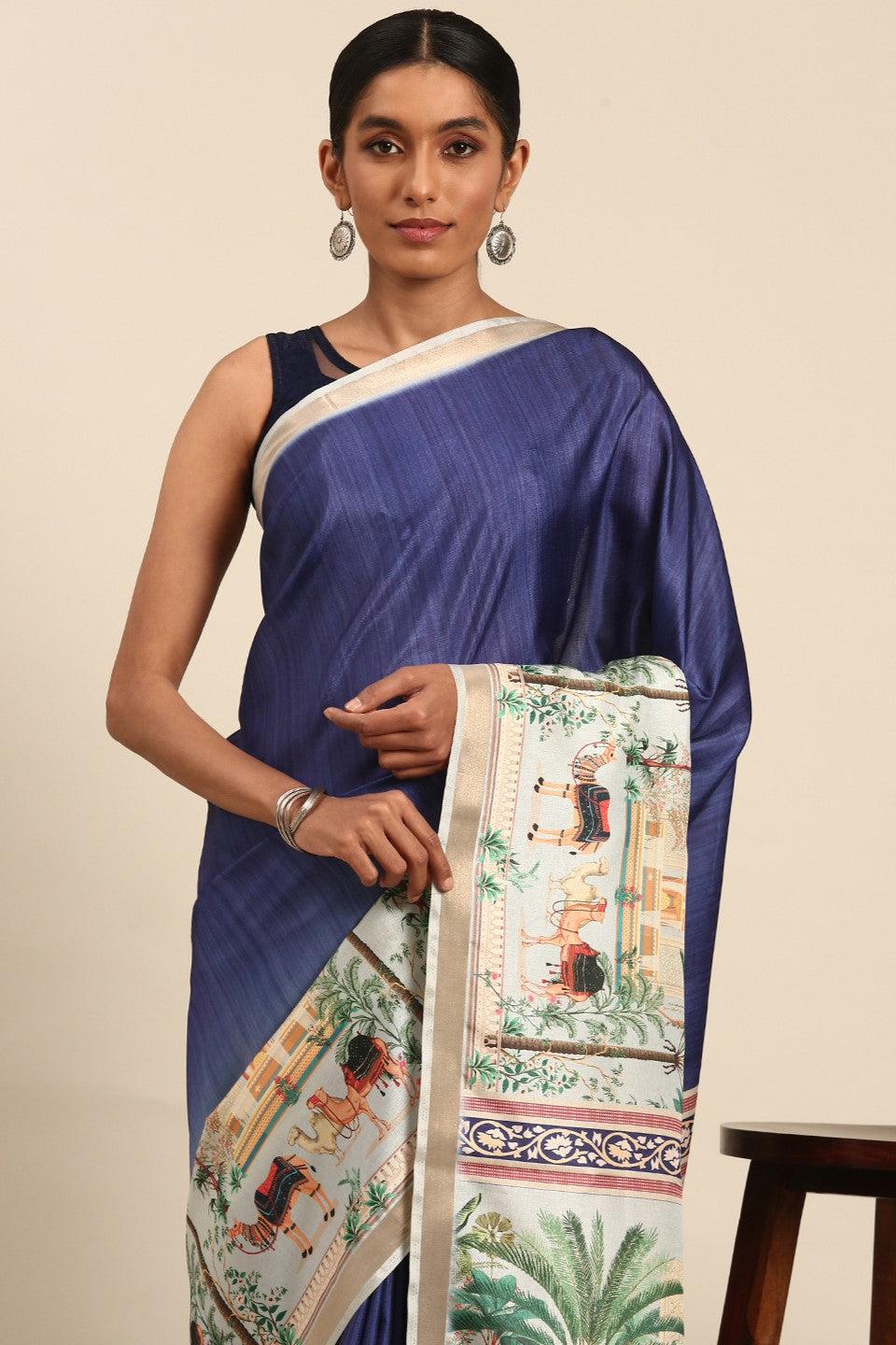 Blue Printed Cotton Saree-ZB132977_2_SareeButa.com