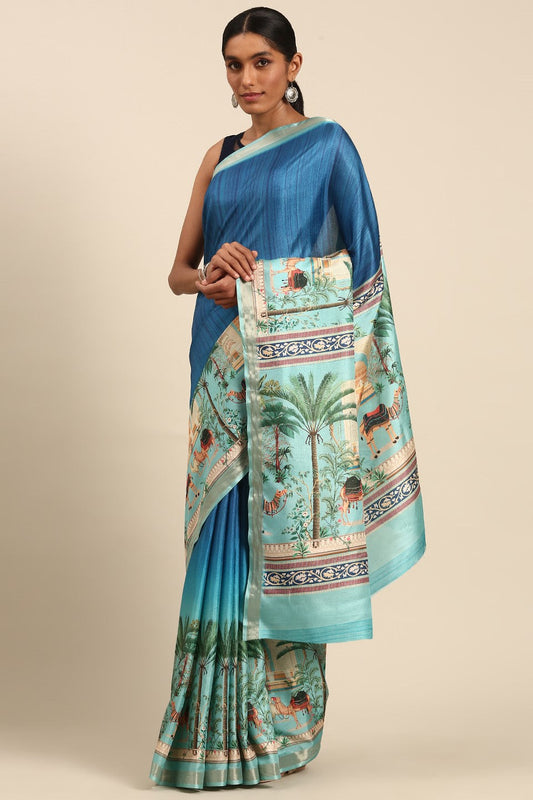 Blue Printed Cotton Saree-ZB132979_1_SareeButa.com