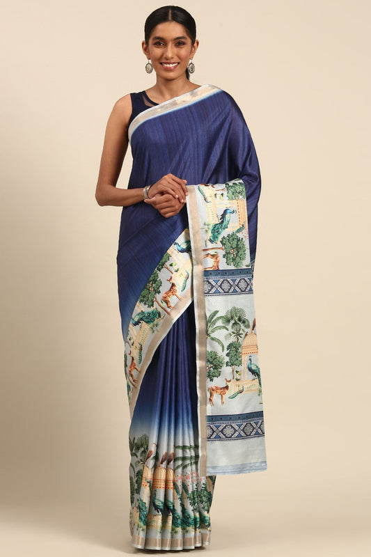 Blue Printed Cotton Saree-ZB132981_1_SareeButa.com