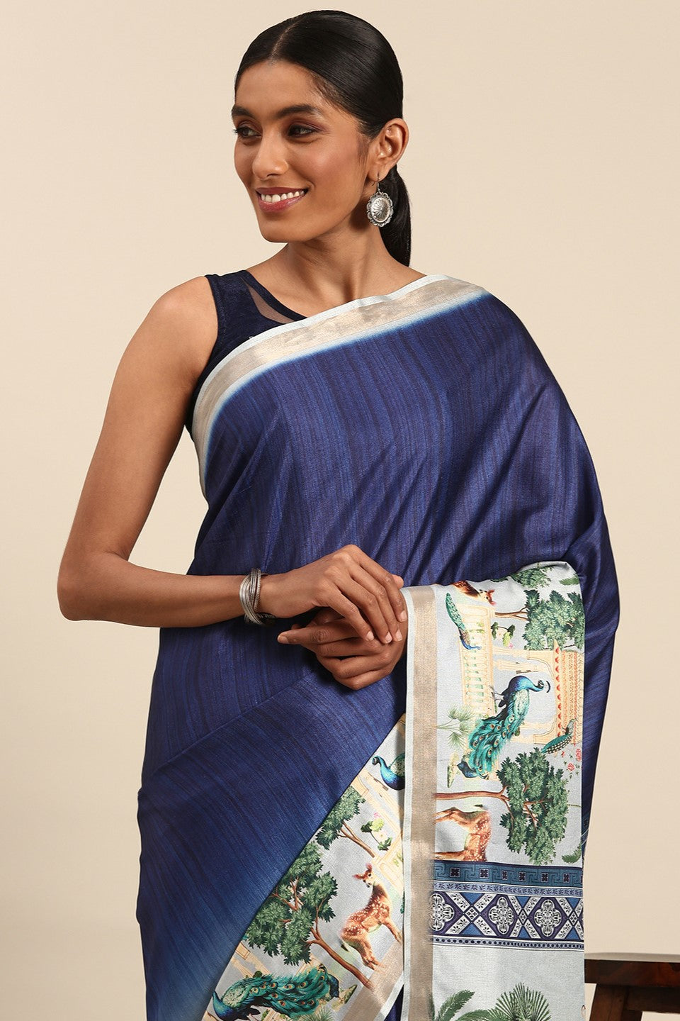 Blue Printed Cotton Saree-ZB132981_2_SareeButa.com