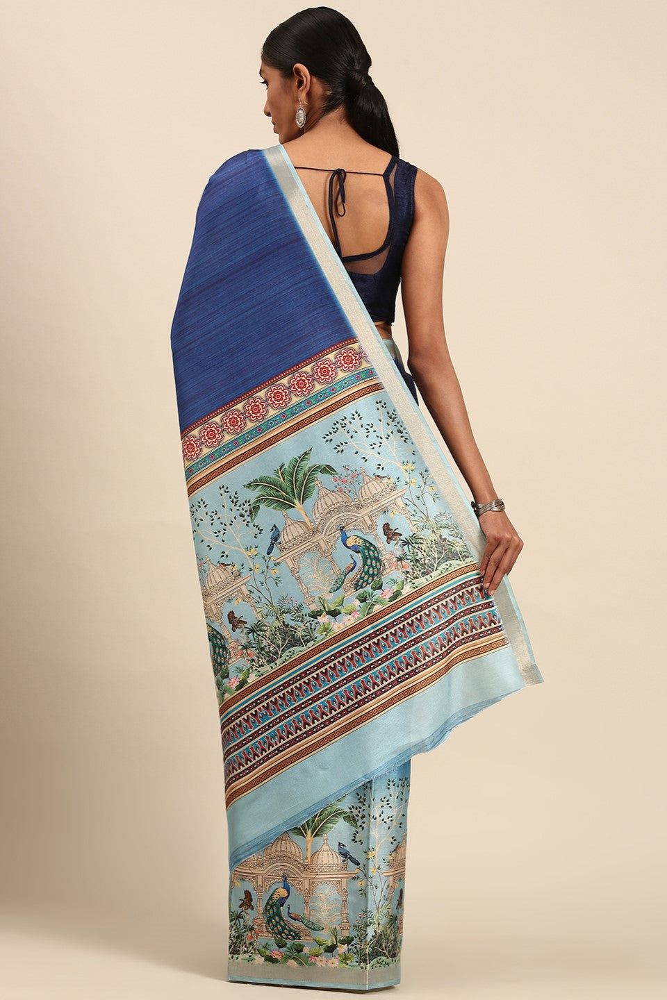 Blue Printed Cotton Saree-ZB133442_3_SareeButa.com