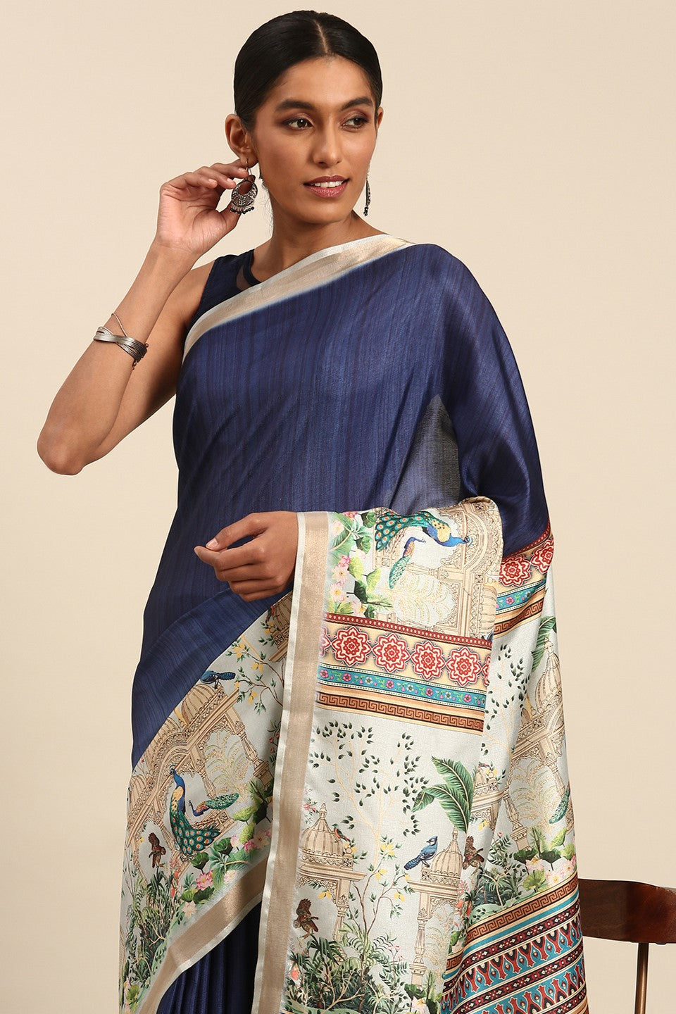 Blue Printed Cotton Saree-ZB133443_2_SareeButa.com