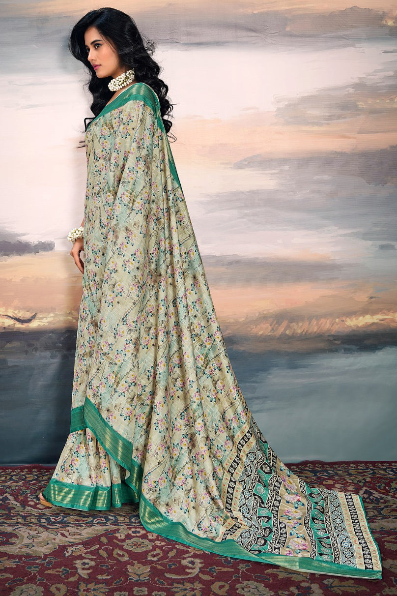 Blue Printed Cotton Silk Saree-ZB134357_1_SareeButa.com
