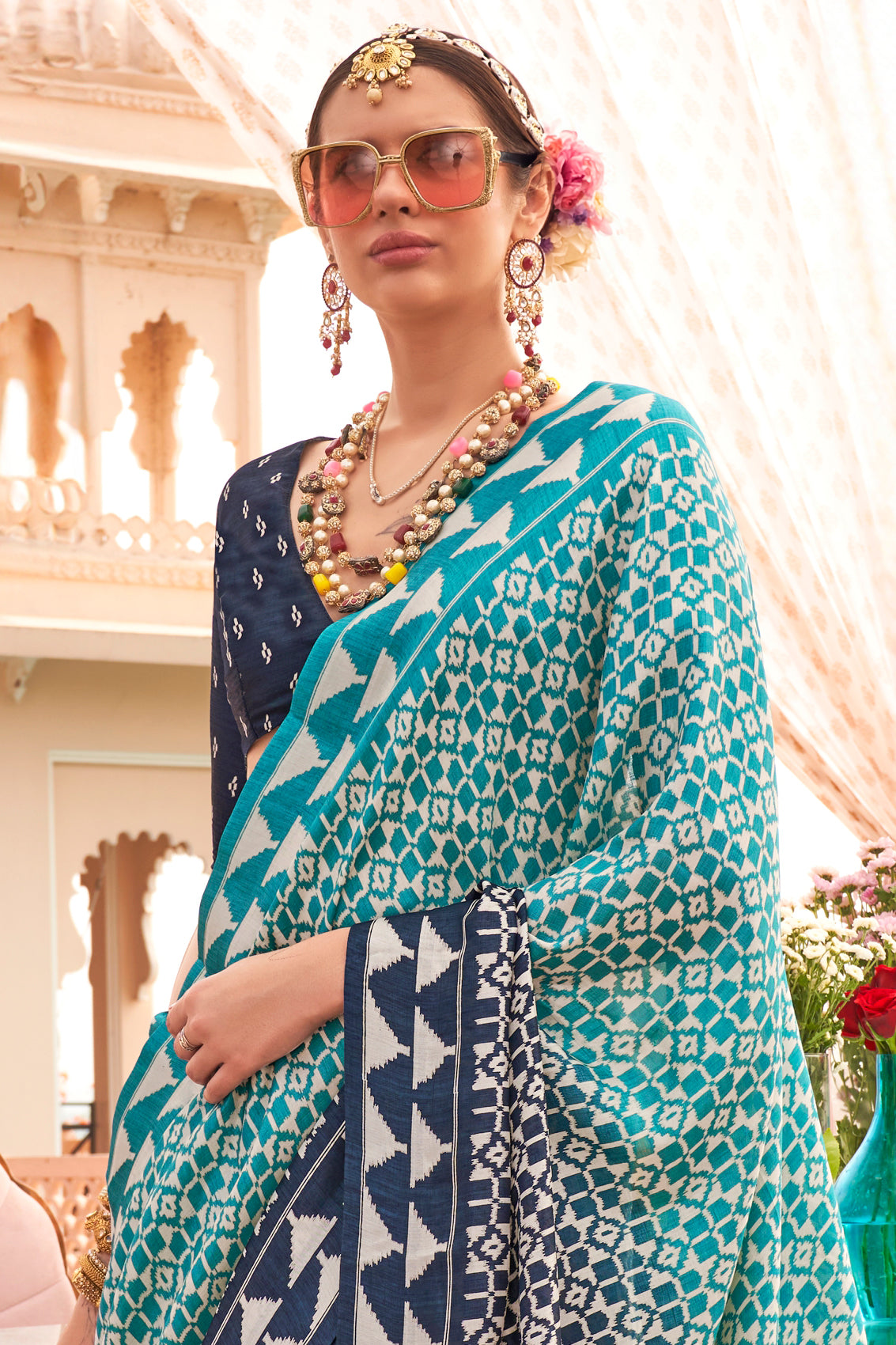 Blue Printed Patola Saree-ZB133790_2_SareeButa.com