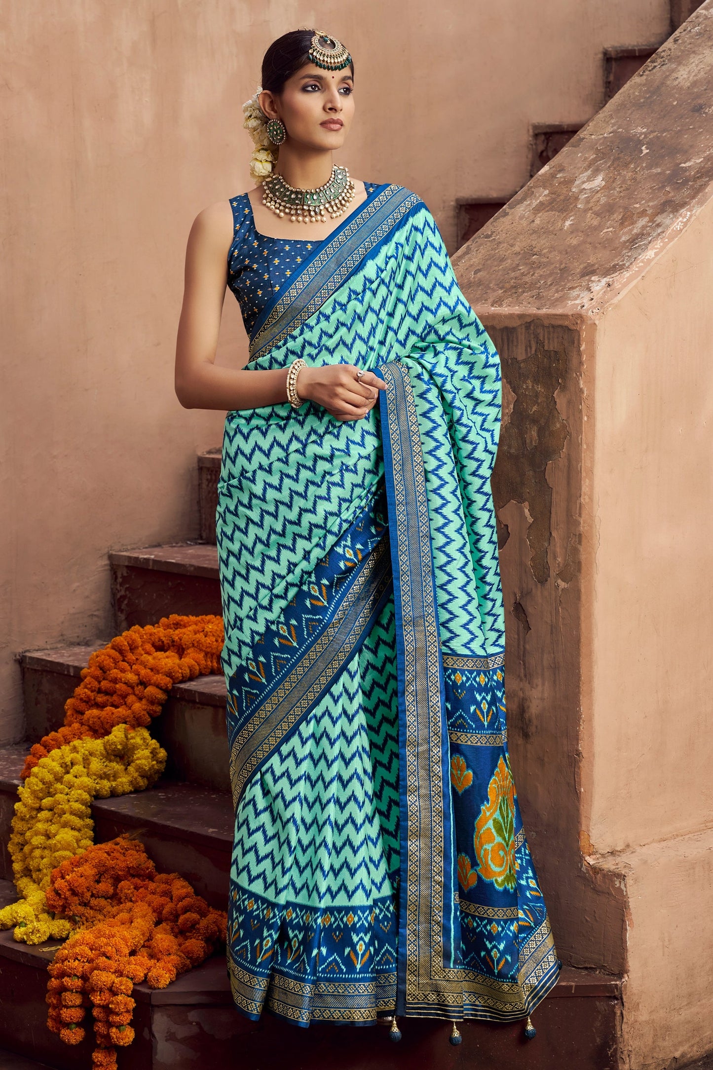 Blue Printed Patola Silk Saree-SAR10384_1_SareeButa.com