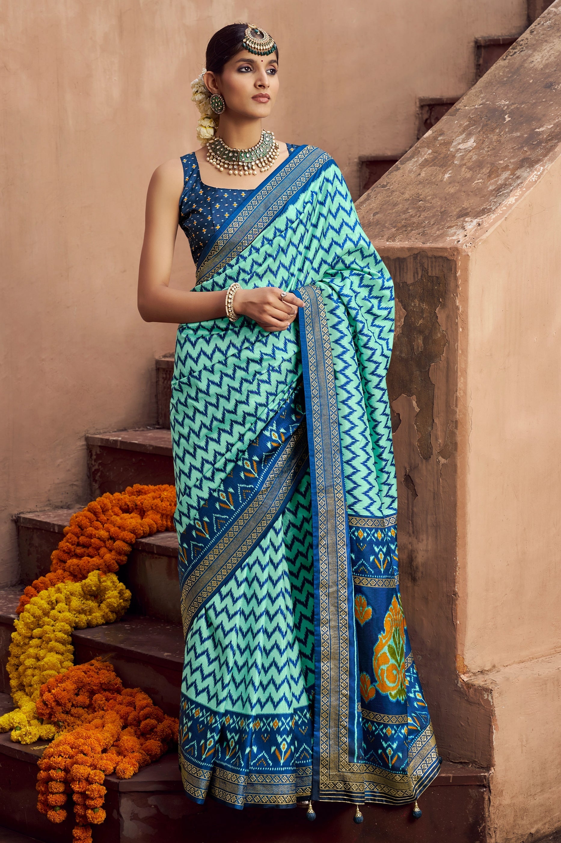 Blue Printed Patola Silk Saree-SAR10384_1_SareeButa.com