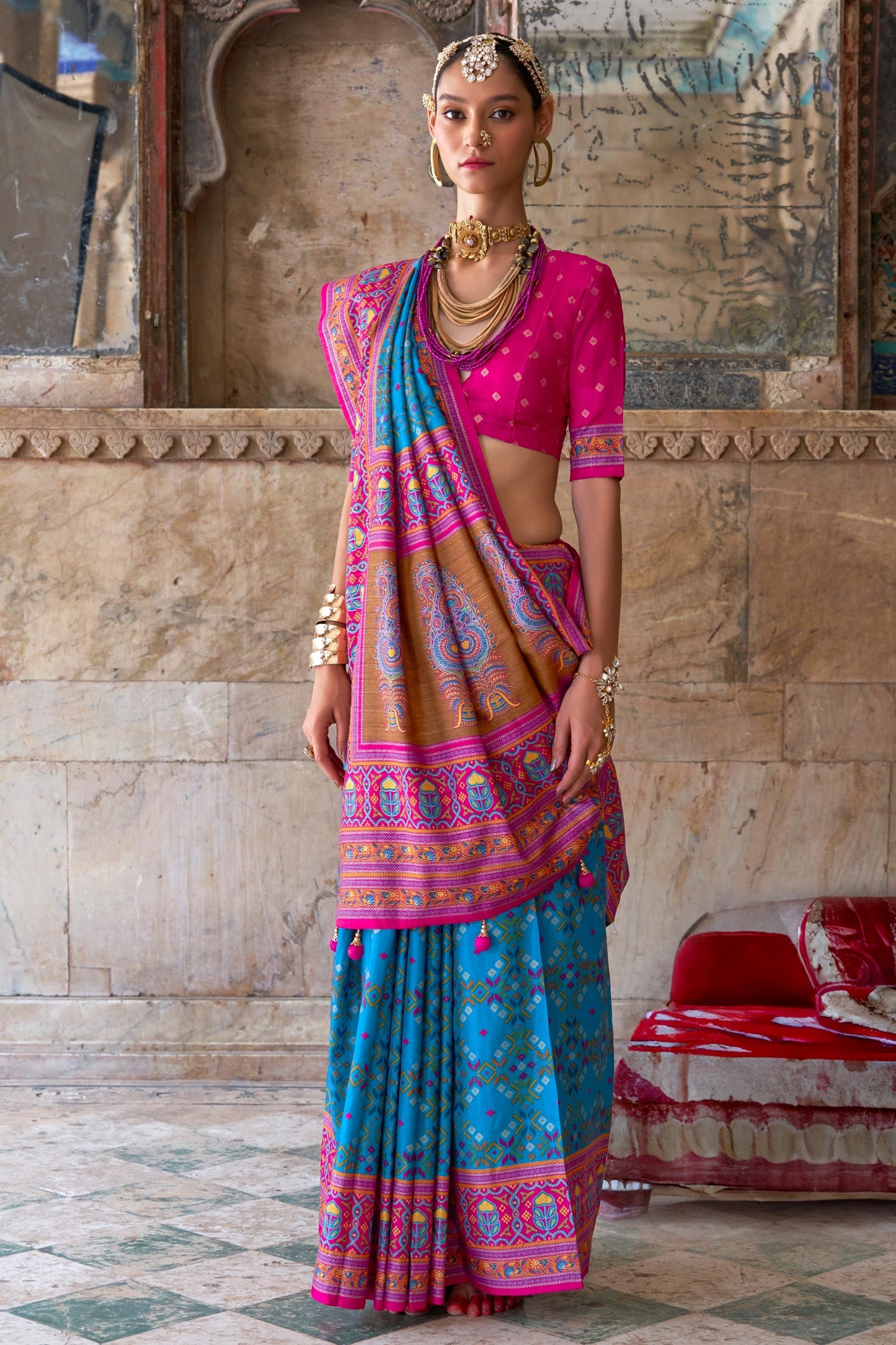 Blue Printed Patola Silk Saree-SAR11296_1_SareeButa.com