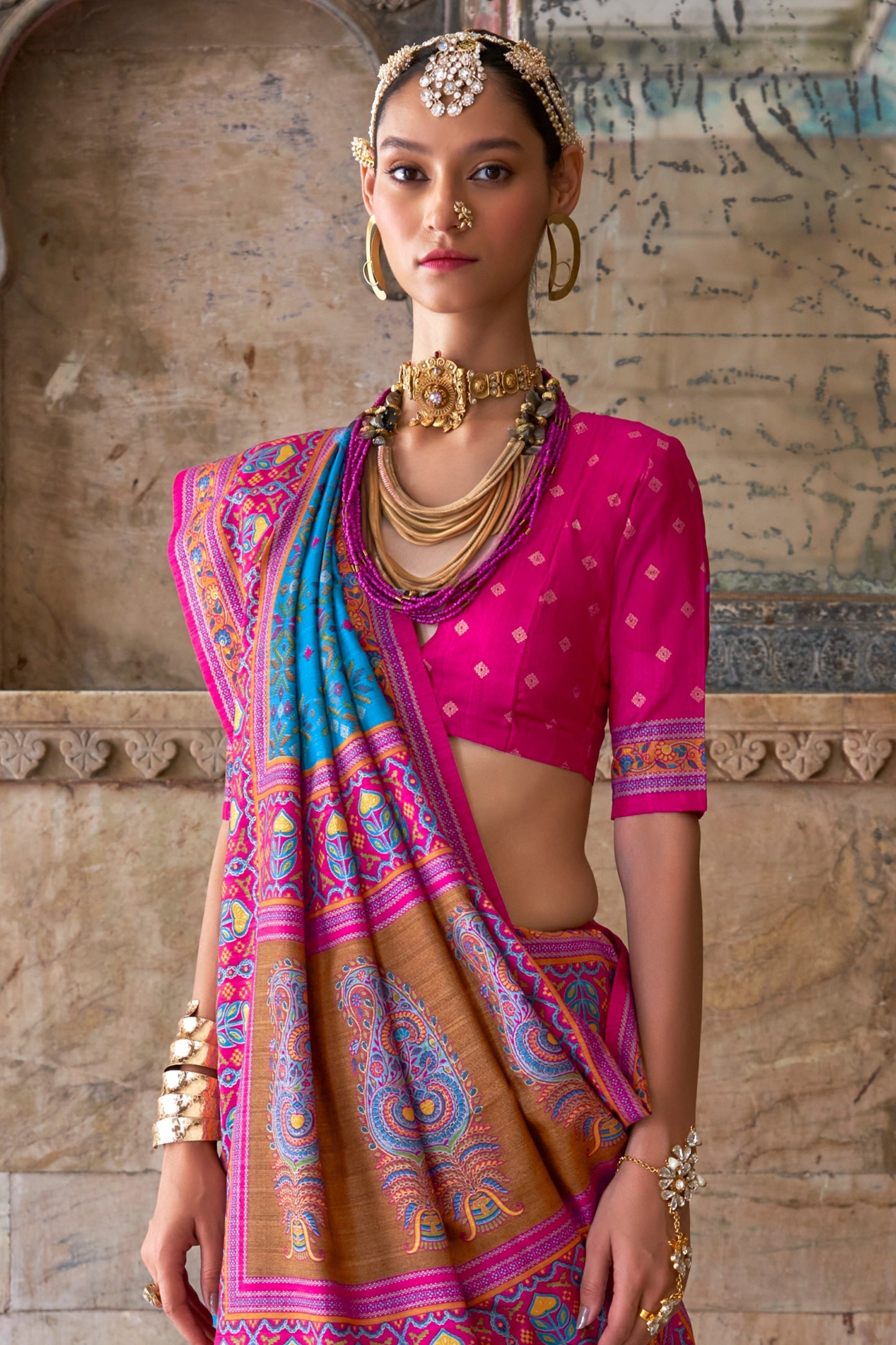 Blue Printed Patola Silk Saree-SAR11296_3_SareeButa.com