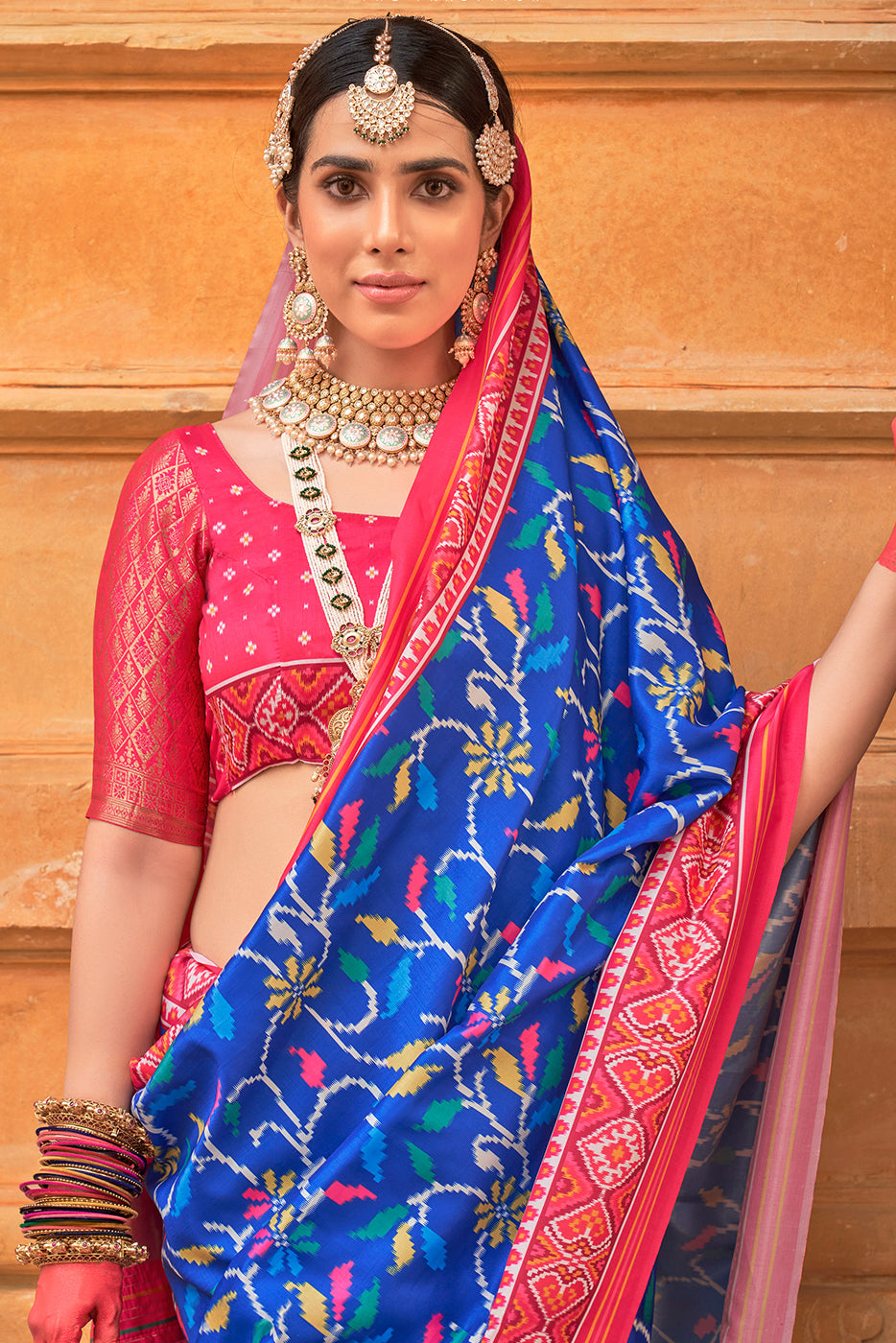 Blue Printed Patola Silk Saree-ZB133623_2_SareeButa.com