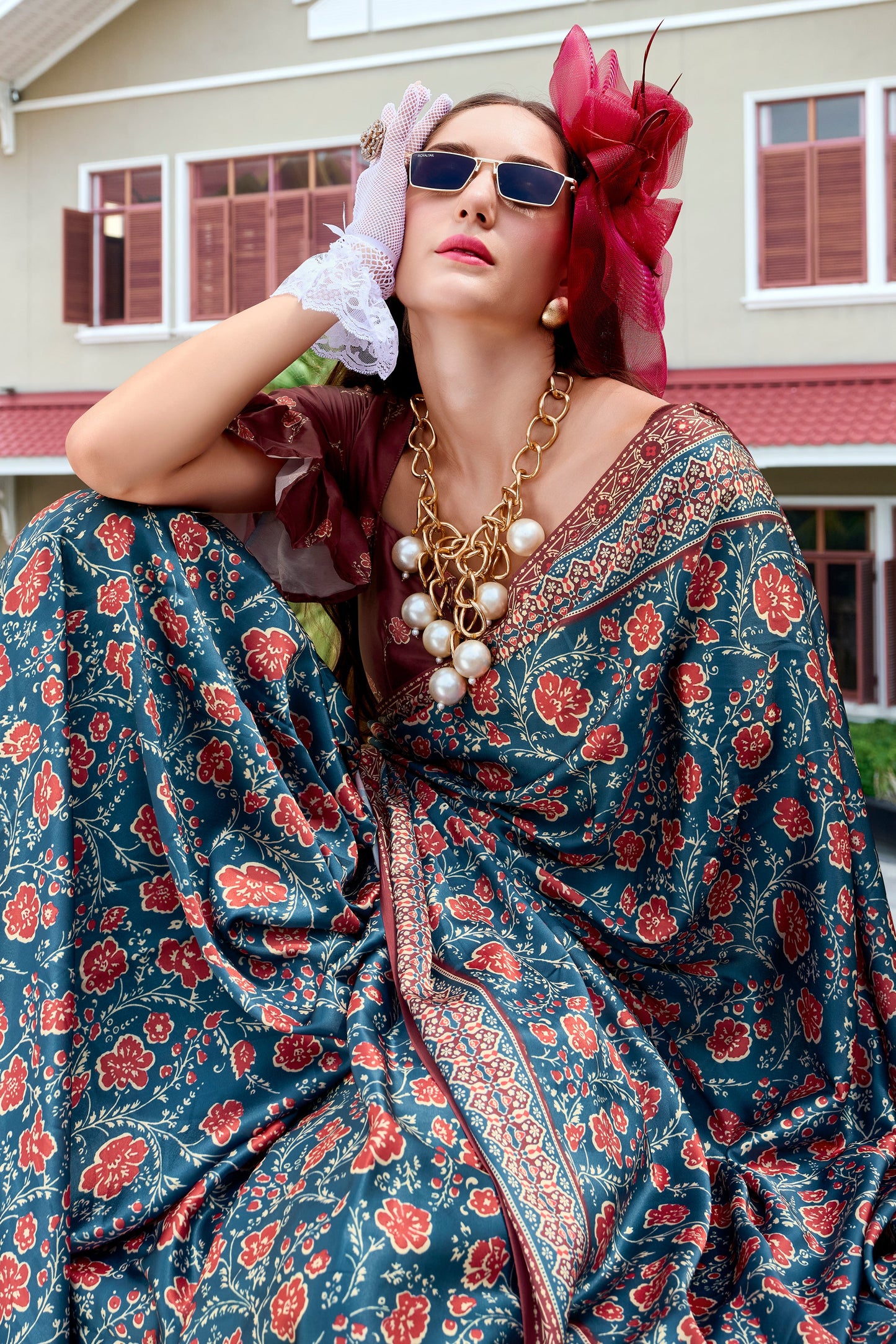 Blue Printed Satin Silk Saree-ZB133610_3_SareeButa.com