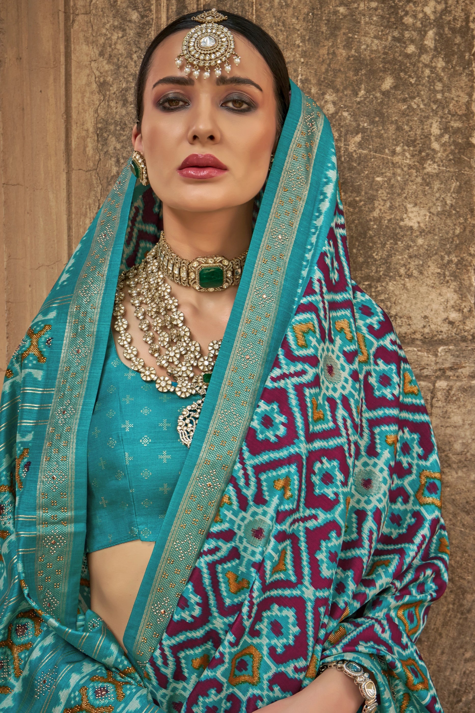 Blue Printed Silk Patola Saree-SAR11253_2_SareeButa.com