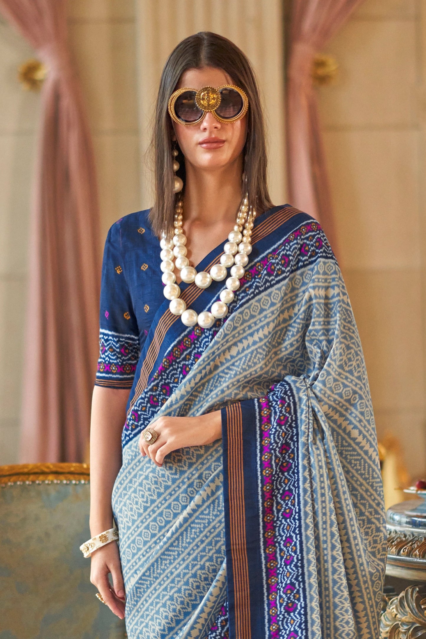 Blue Printed Silk Saree-SAR11351_3_SareeButa.com