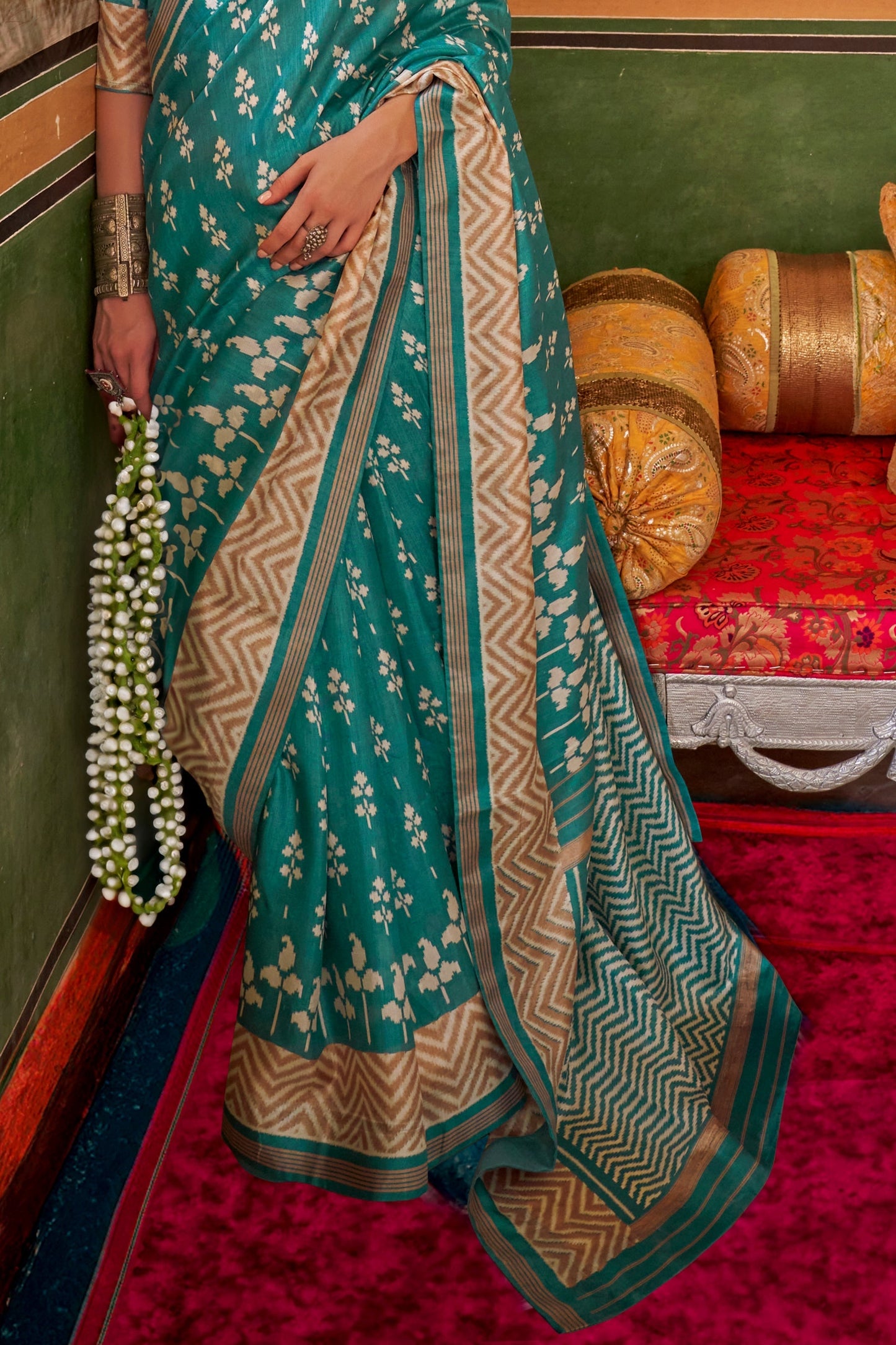 Blue Printed Silk Saree-ZB133424_4_SareeButa.com