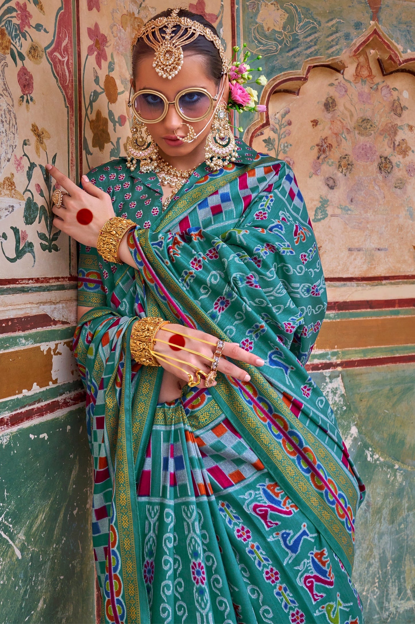 Sea Green Printed Silk Saree-ZB133430_2_SareeButa.com