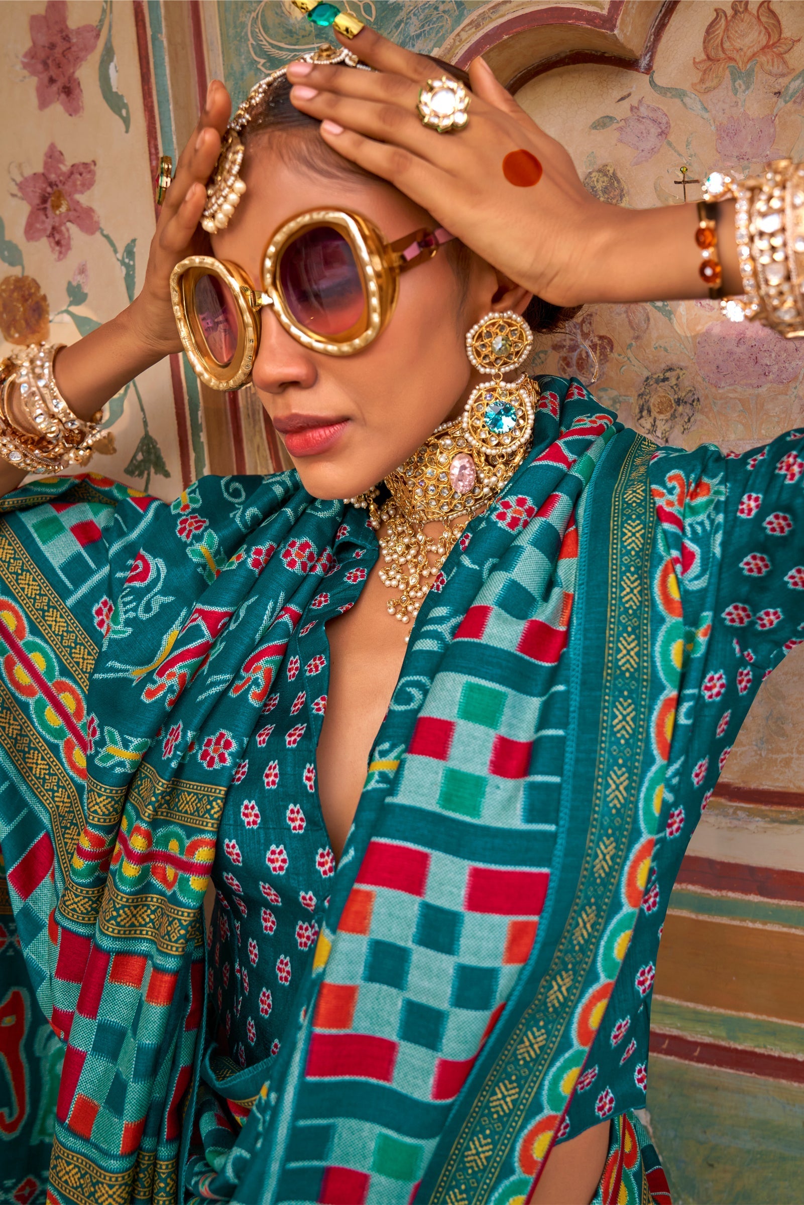 Sea Green Printed Silk Saree-ZB133430_3_SareeButa.com