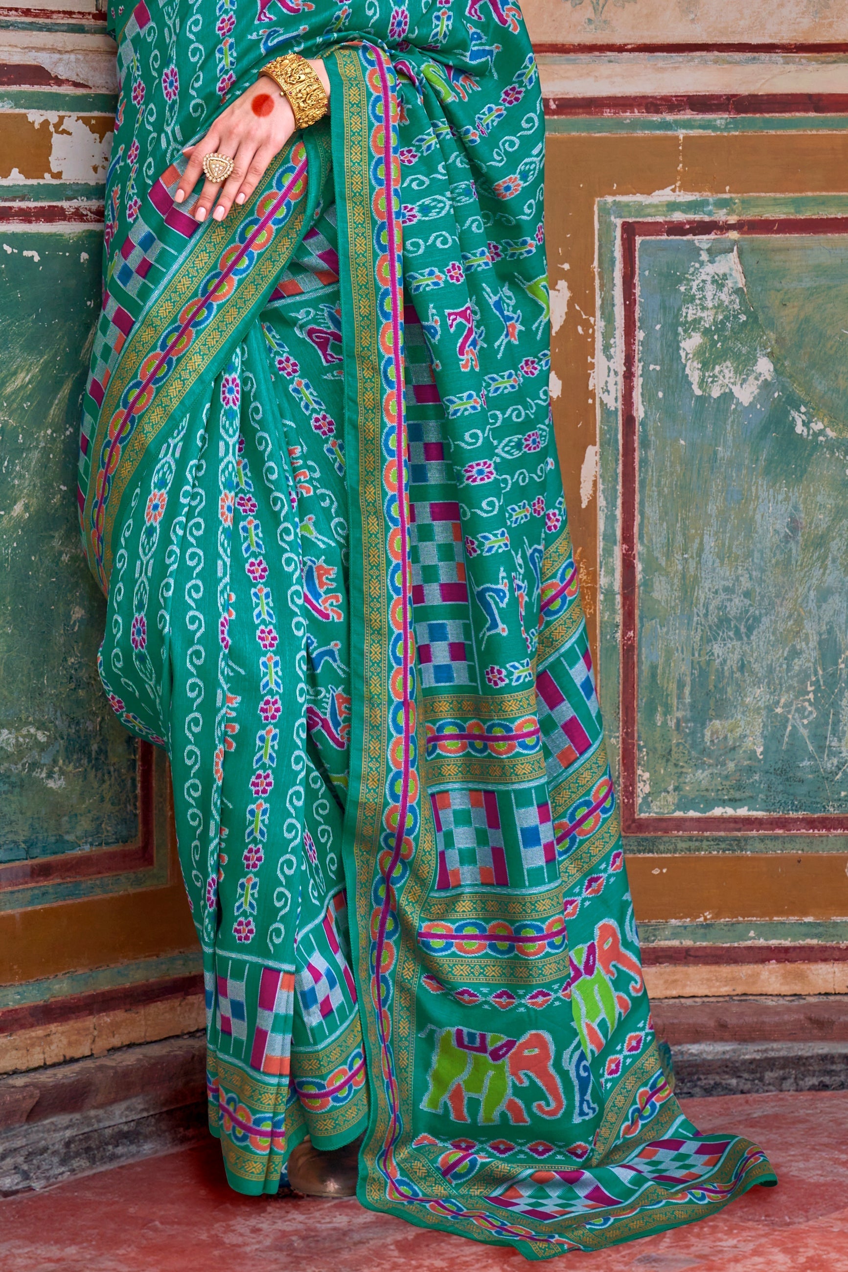Sea Green Printed Silk Saree-ZB133430_4_SareeButa.com