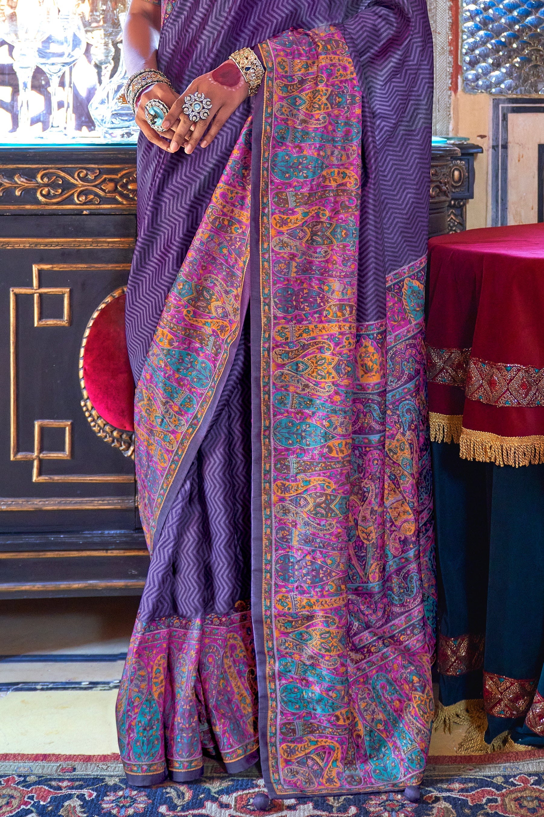 Blue Printed Silk Saree-ZB133645_4_SareeButa.com