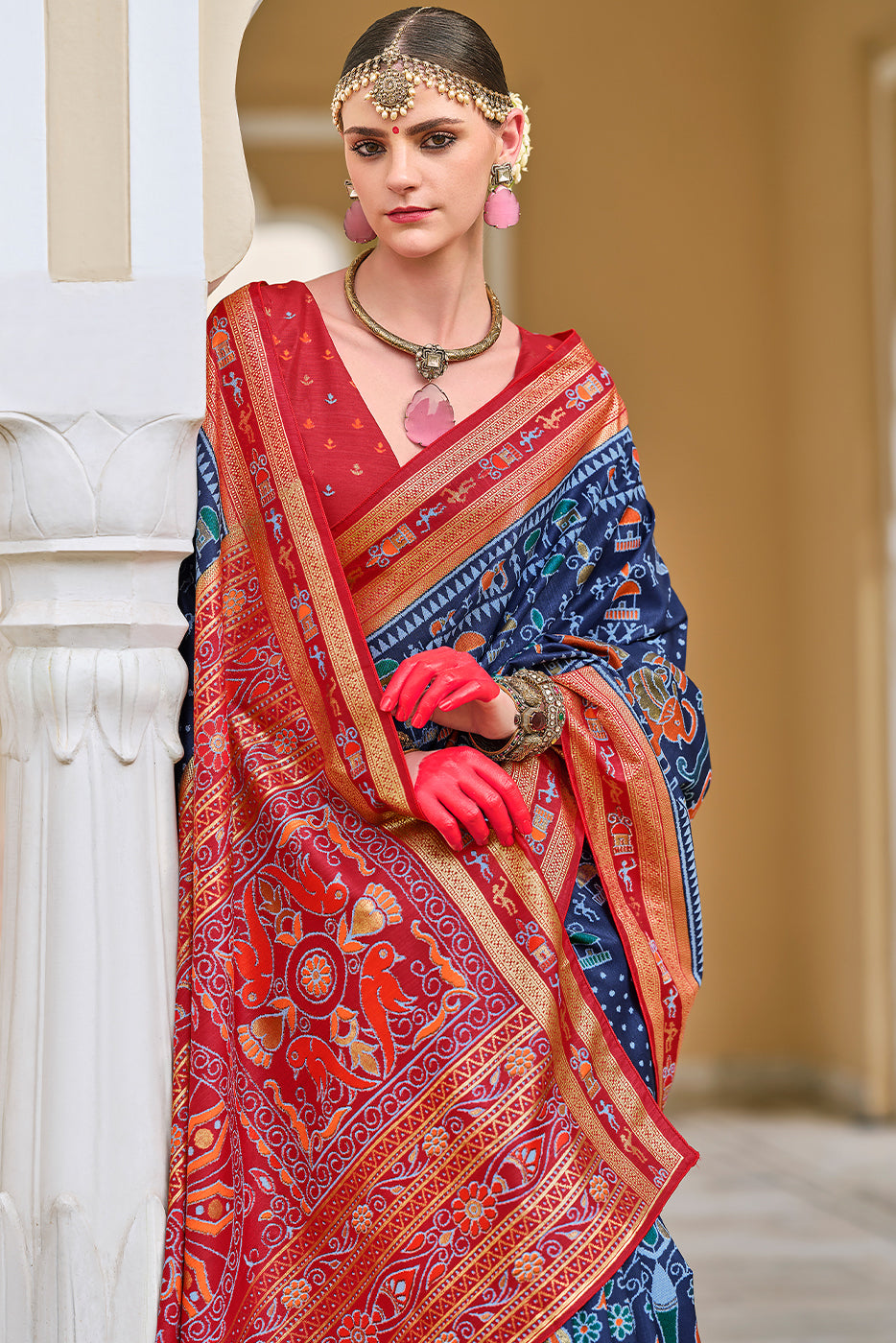 Blue Printed Silk Saree-ZB133675_2_SareeButa.com