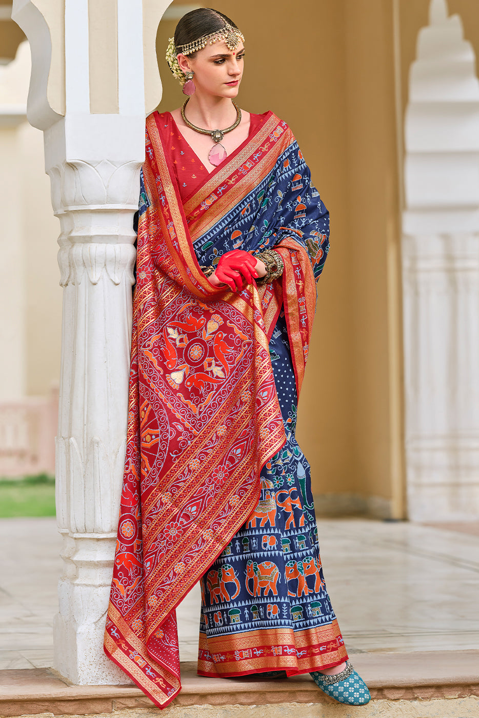 Blue Printed Silk Saree-ZB133675_3_SareeButa.com