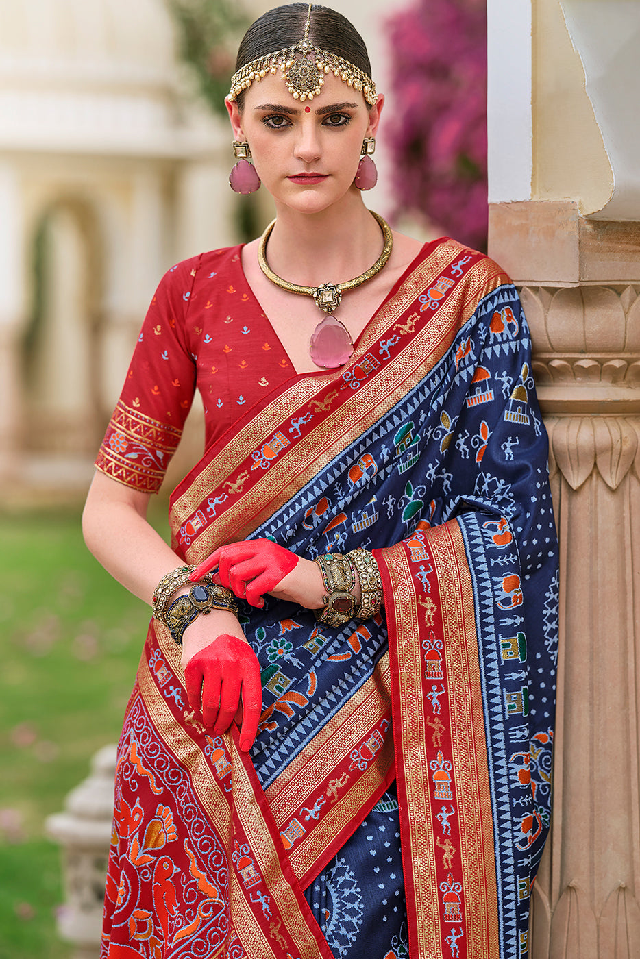 Blue Printed Silk Saree-ZB133675_4_SareeButa.com