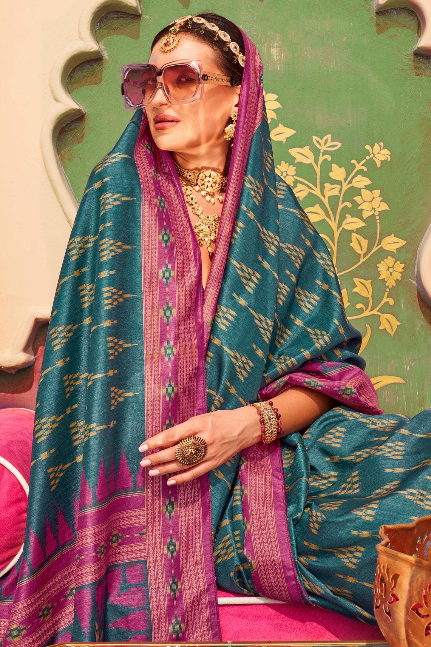 Blue Printed Silk Saree-ZB133792_3_SareeButa.com