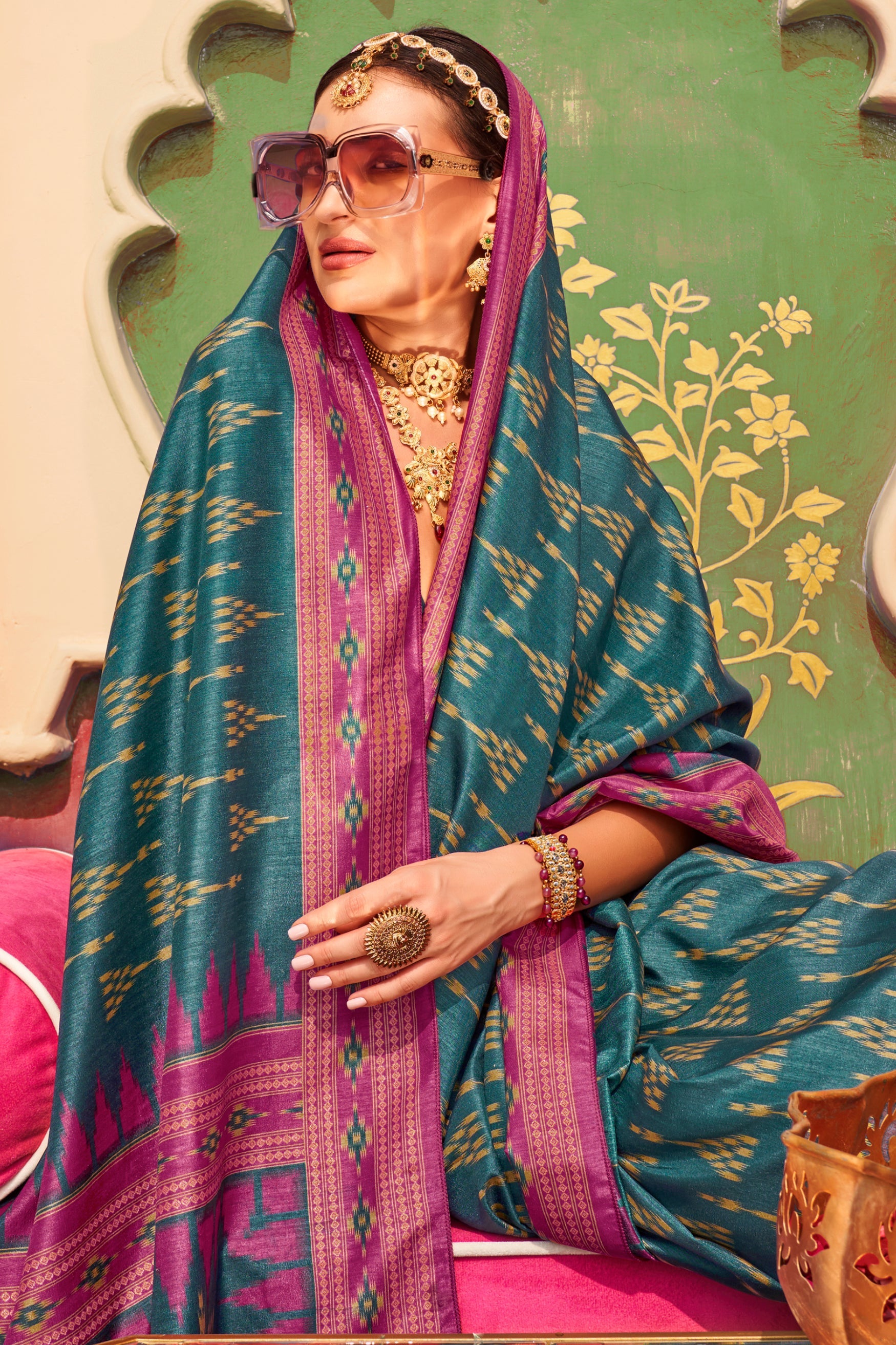 Blue Printed Silk Saree-ZB133792_3_SareeButa.com