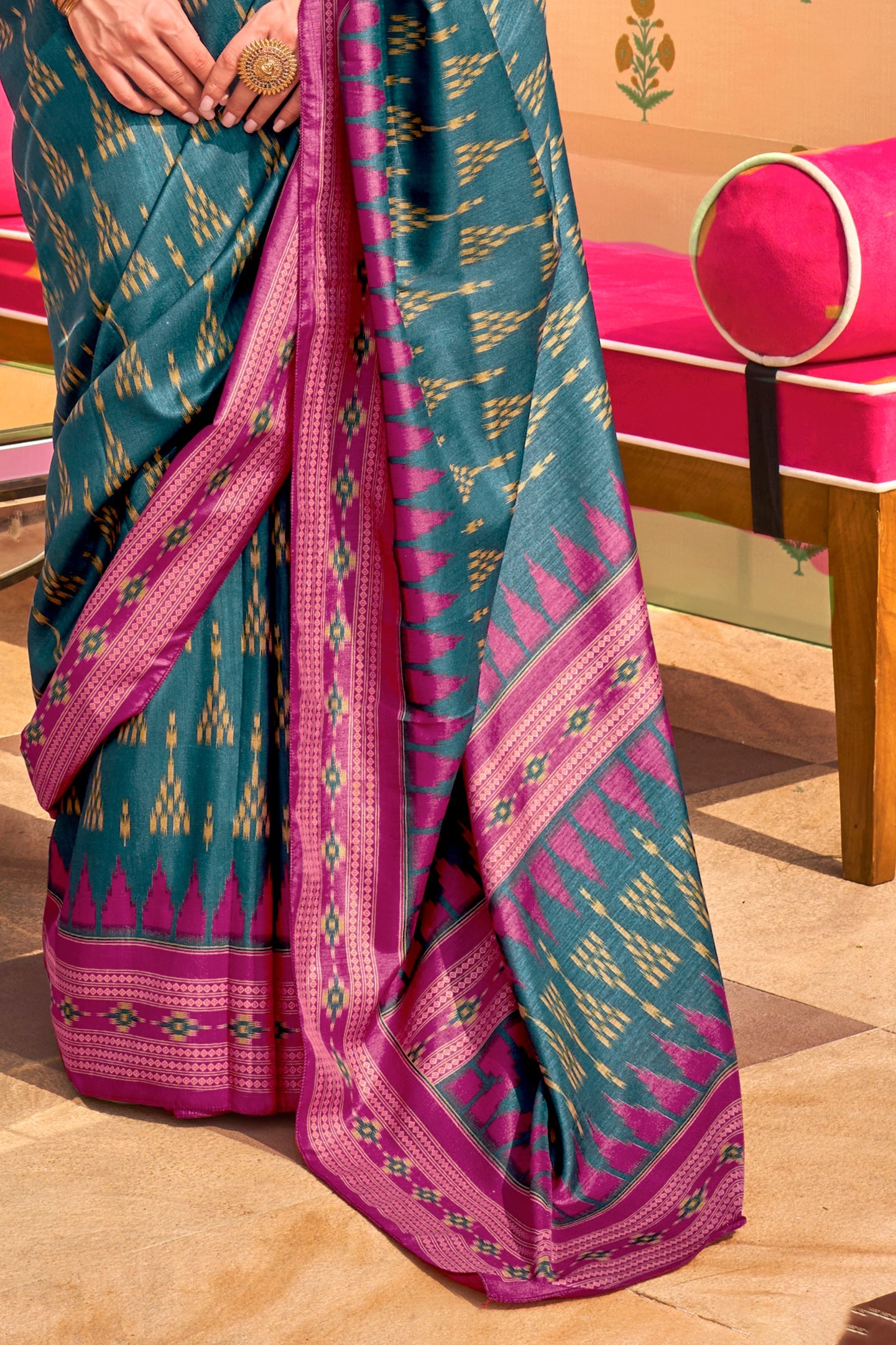 Blue Printed Silk Saree-ZB133792_4_SareeButa.com