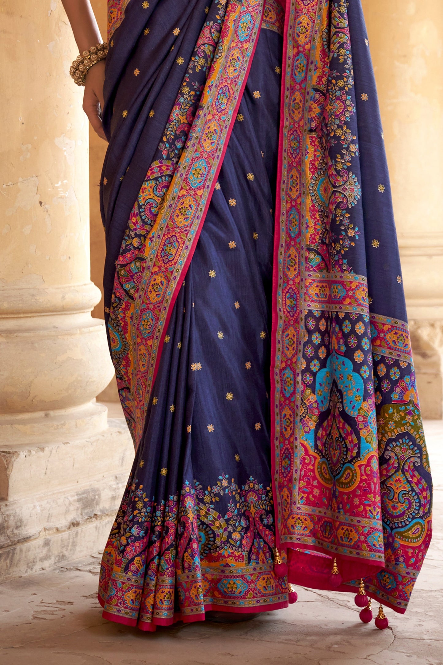 Blue Printed Viscose Silk Saree-SAR10130_4_SareeButa.com