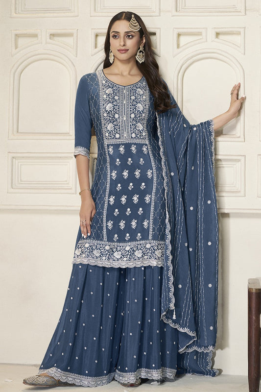 Blue Readymade Chinon Suit-SS361_1_SareeButa.com