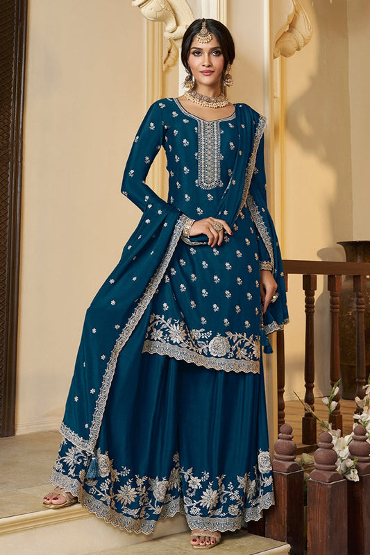 Blue Readymade Chinon Suit-SS379_1_SareeButa.com
