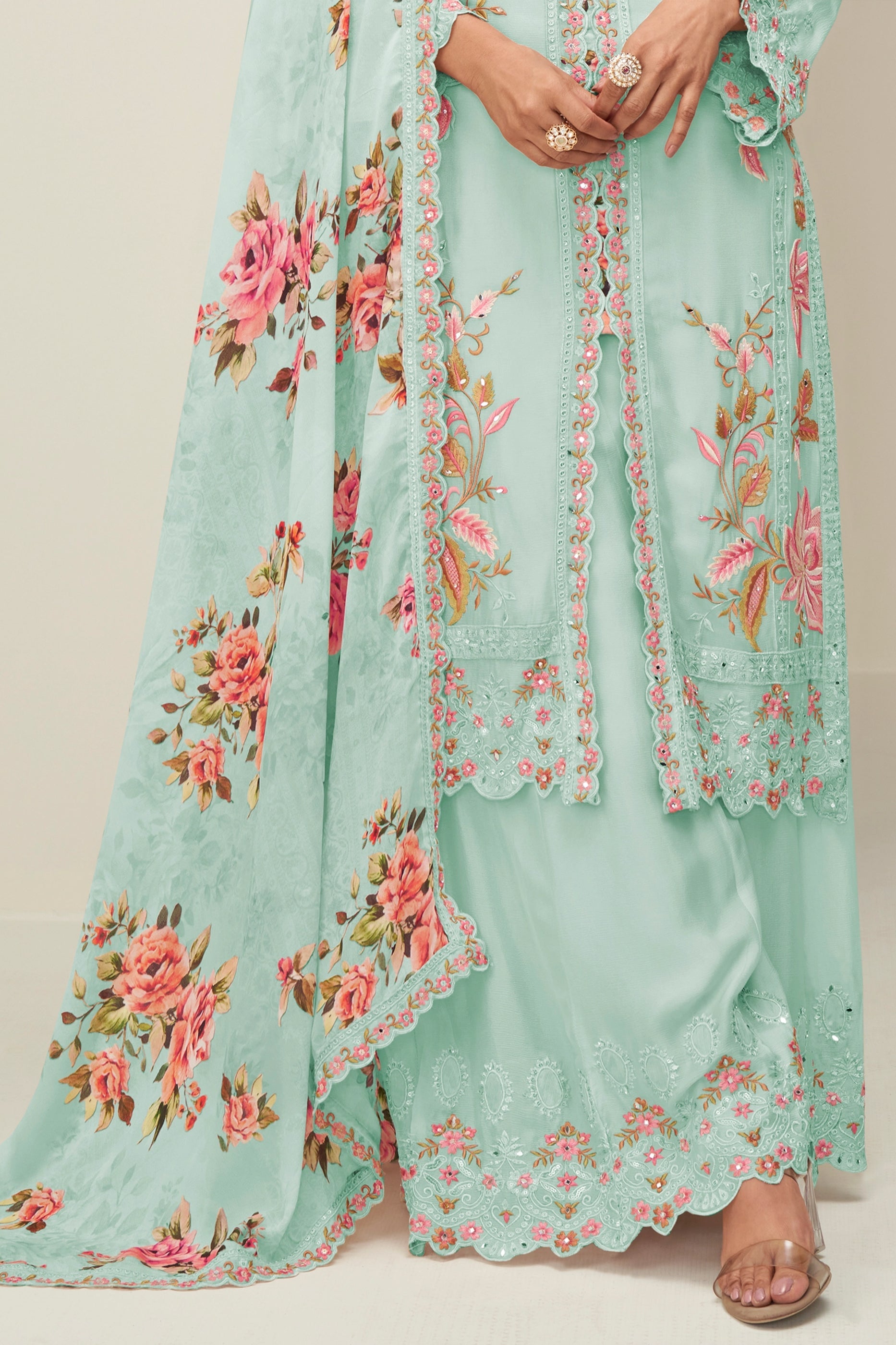 Blue Readymade Embroidered Chinon Silk Suit-SAR10529_4_SareeButa.com