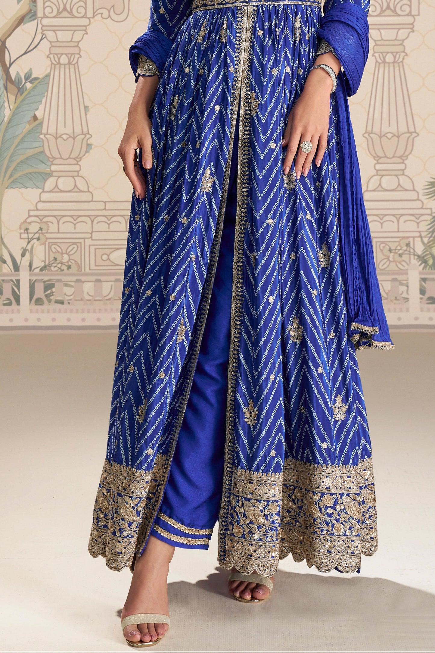 Blue Readymade Embroidered Chinon Silk Suit-SAR11095_5_SareeButa.com