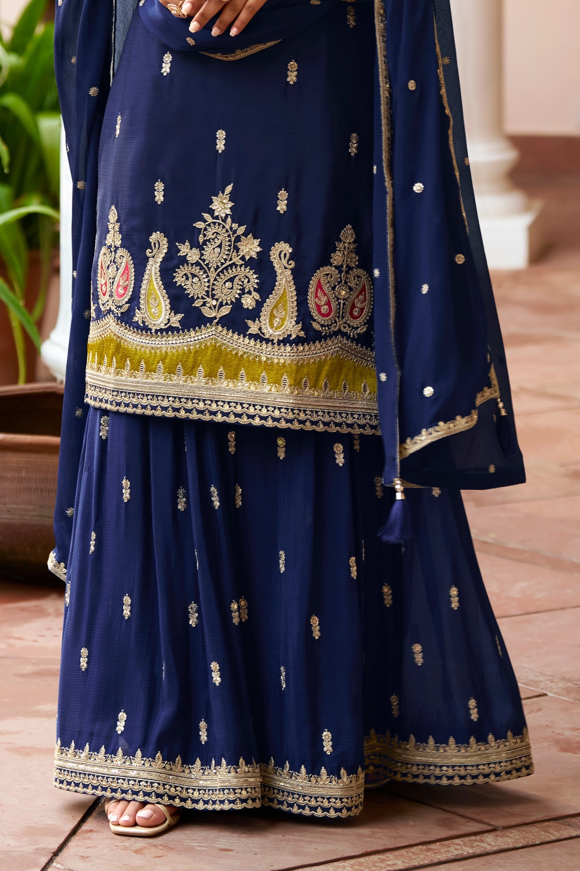 Blue Readymade Embroidered Chinon Suit-SAR10918_5_SareeButa.com