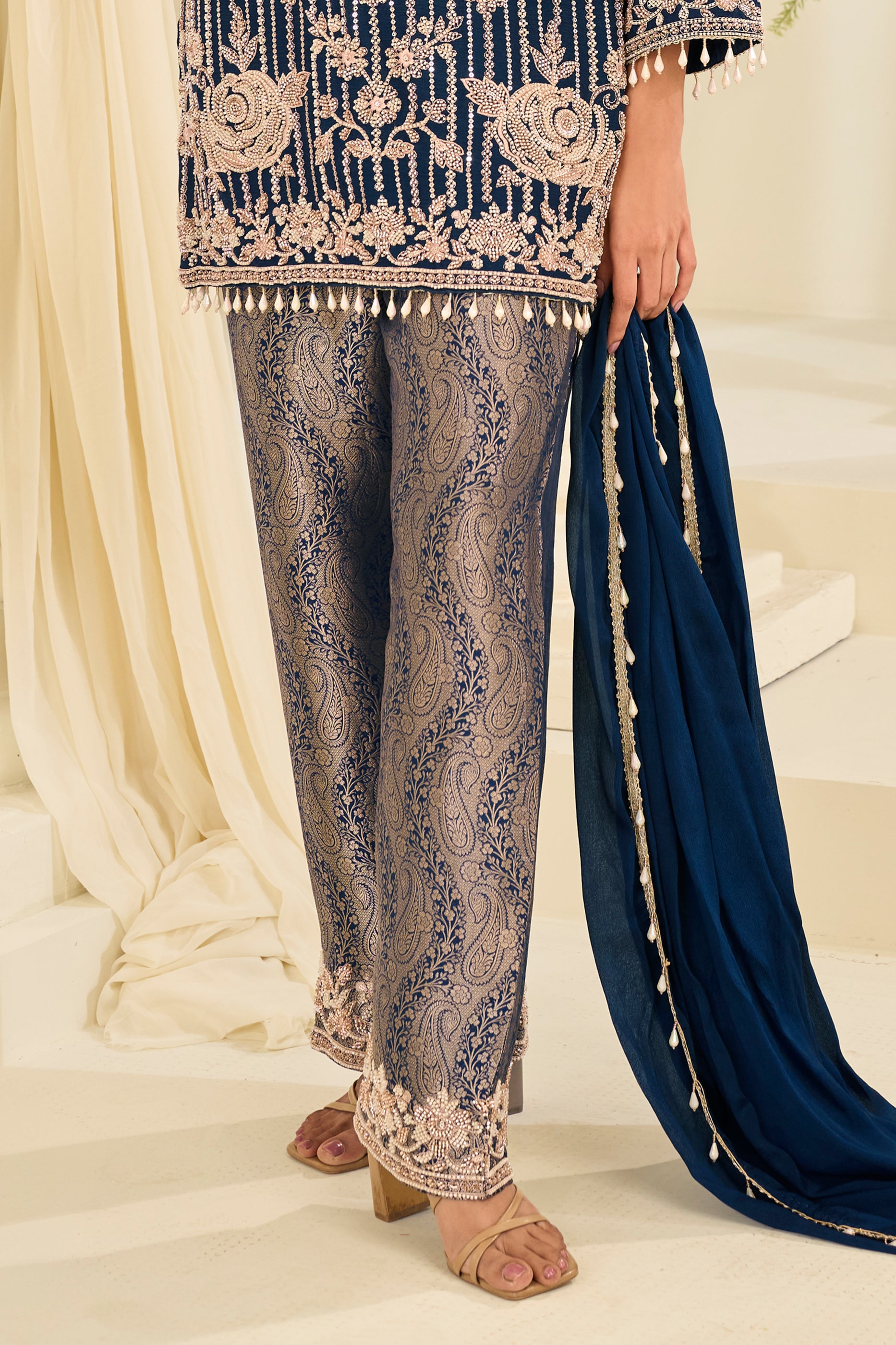 Blue Readymade Embroidered Chinon Suit-SAR12215_4_SareeButa.com