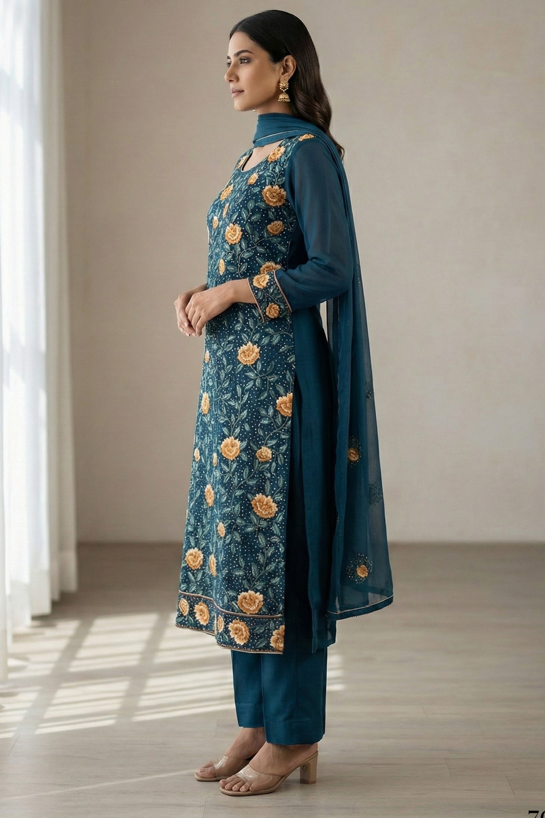 Blue Readymade Embroidered Georgette Suit-SAR12763_2_SareeButa.com