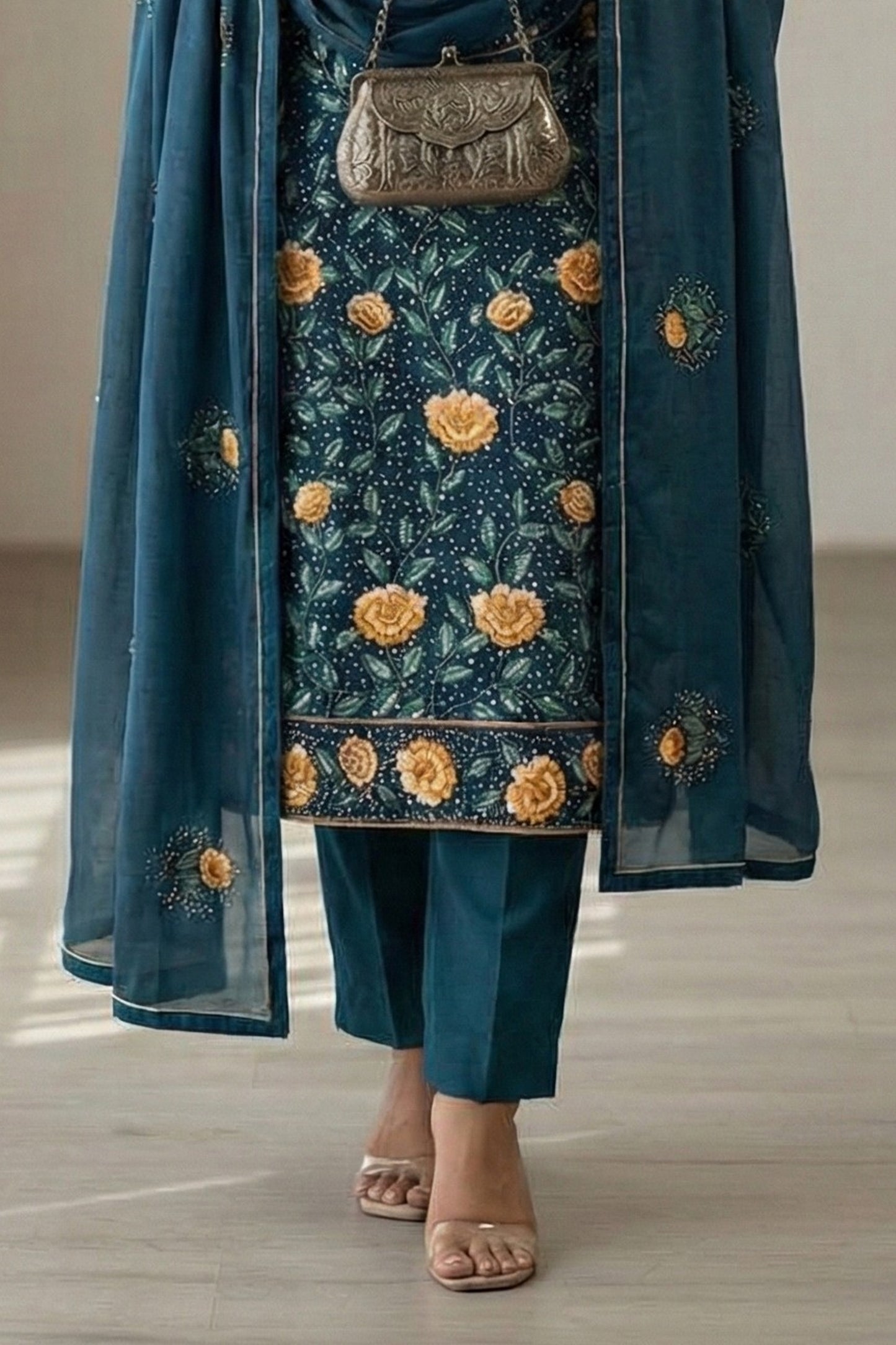 Blue Readymade Embroidered Georgette Suit-SAR12763_4_SareeButa.com