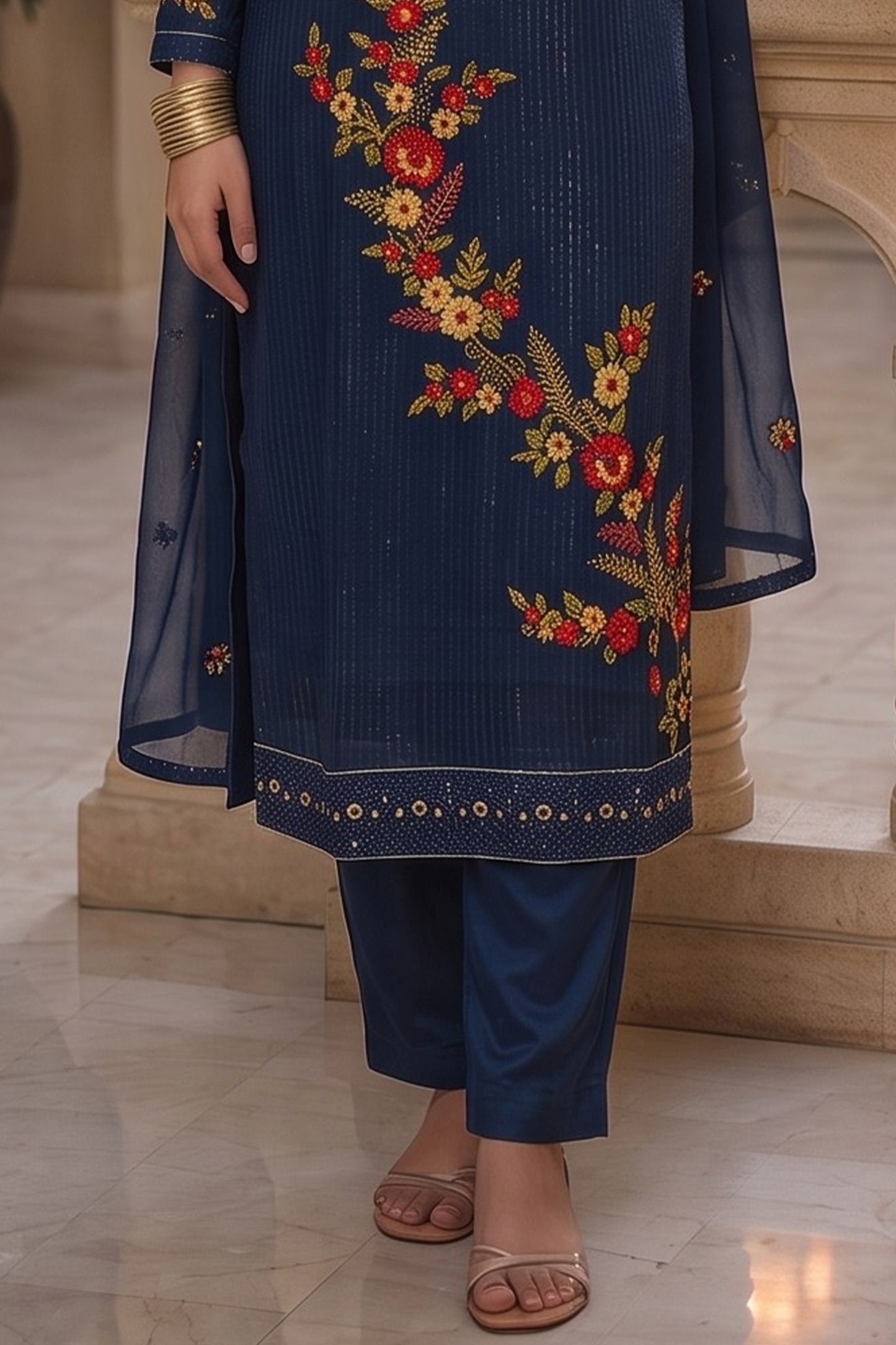 Blue Readymade Embroidered Georgette Suit-SAR13128_3_SareeButa.com