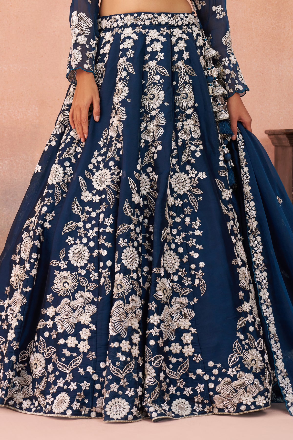 Blue Readymade Embroidered Organza Lehenga-SAR12892_6_SareeButa.com