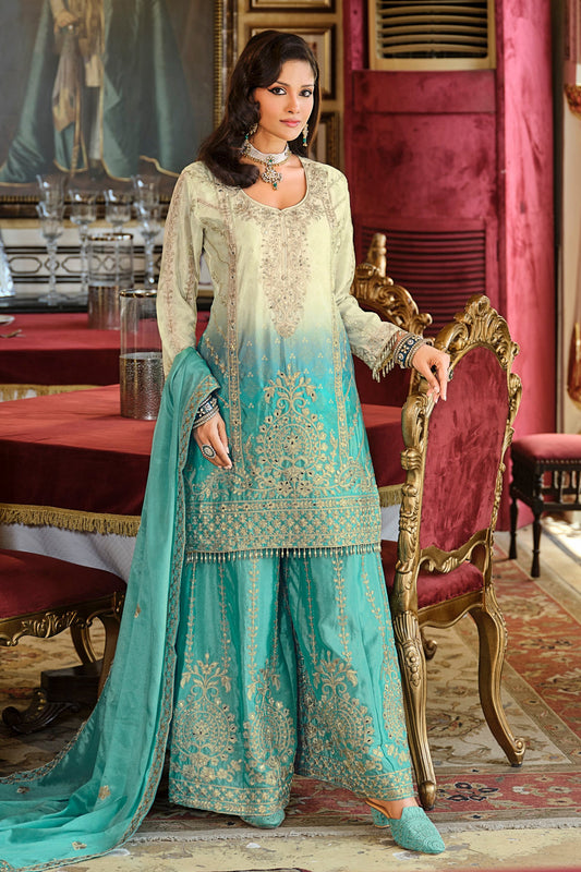 Blue Readymade Embroidered Palazzo Suit-SAR11679_1_SareeButa.com