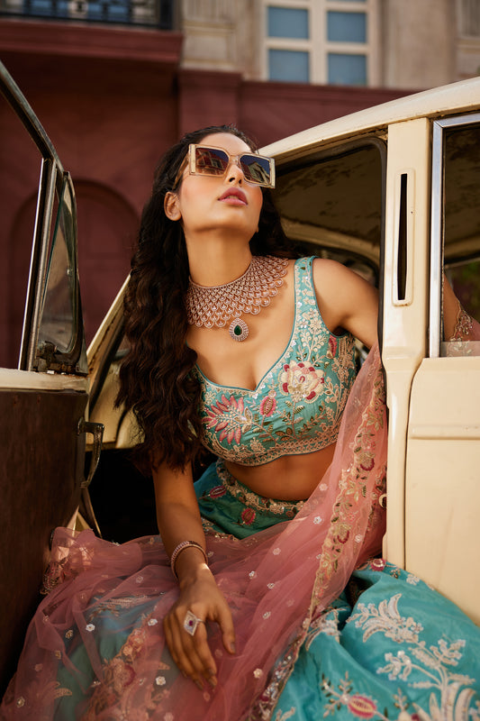 Blue Readymade Embroidered Satin Silk Lehenga-SAR12843_2_SareeButa.com