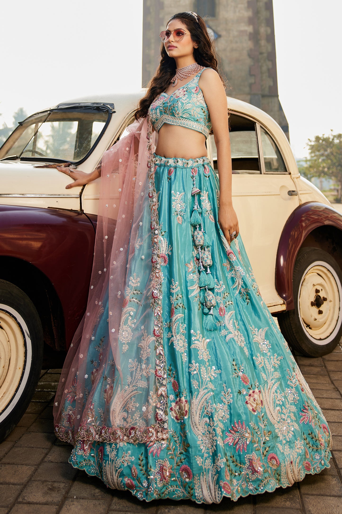 Blue Readymade Embroidered Satin Silk Lehenga-SAR12843_5_SareeButa.com