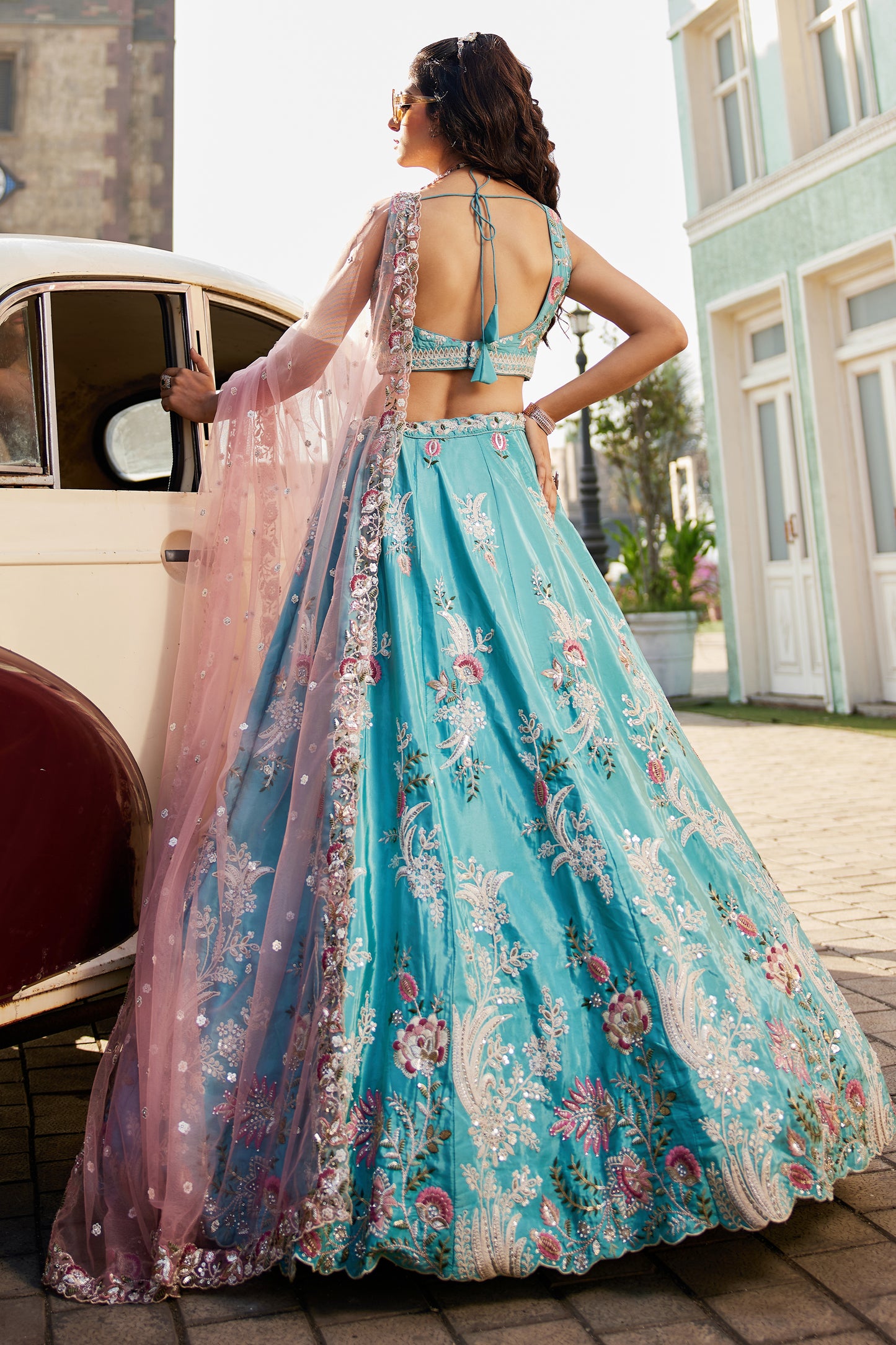 Blue Readymade Embroidered Satin Silk Lehenga-SAR12843_7_SareeButa.com